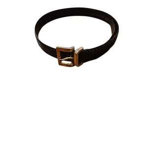 Rayman Ridless Genuine Snake Skin Leather Belt Black Gold Tone Buckle Vintage